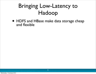 Bringing Low-Latency to
                                     Hadoop
                   • HDFS and HBase make data storage ...