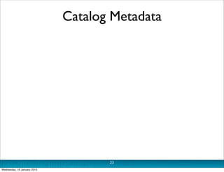 Catalog Metadata




                                    23
Wednesday, 16 January 2013
 