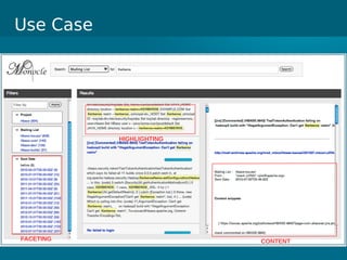 Use Case
FACETING
HIGHLIGHTING
CONTENT
 