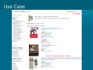 Use Case
Does not contain “Hadoop” in title...
SCORING
 