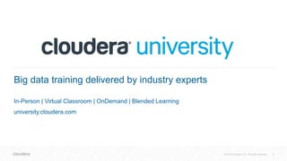 2© 2018 Cloudera, Inc. All rights reserved.
Big data training delivered by industry experts
In-Person | Virtual Classroom | OnDemand | Blended Learning
university.cloudera.com
 