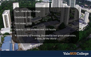 Type: Liberal Arts College
Established: 2011
First Intake: 2012
Capacity: 1,000 students and 100 faculty
A community of learning, founded by two great universities,
in Asia, for the World