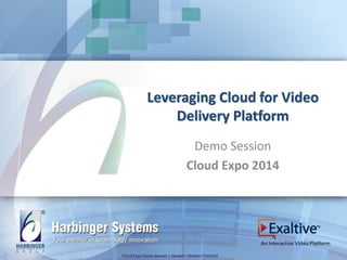 Leveraging Cloud for Video 
Delivery Platform 
Demo Session 
Cloud Expo 2014 
An Interactive Video Platform 
Session 411 – The Internet of Things- Applications in eLearning | Speakers: Shrikant Cloud Expo Demo Session | Speaker: Shrikant Pattathil Pattathil, Maheshkumar Kharade 
 