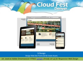 1 Design
                         Design Web Site Front-end & Create Assets
1A. Used an Adobe Dreamweaver HTML5 sample already set up for Responsive Web Design
 