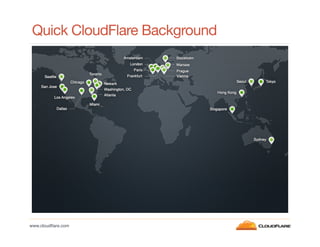 Quick CloudFlare Background

www.cloudﬂare.com!

 