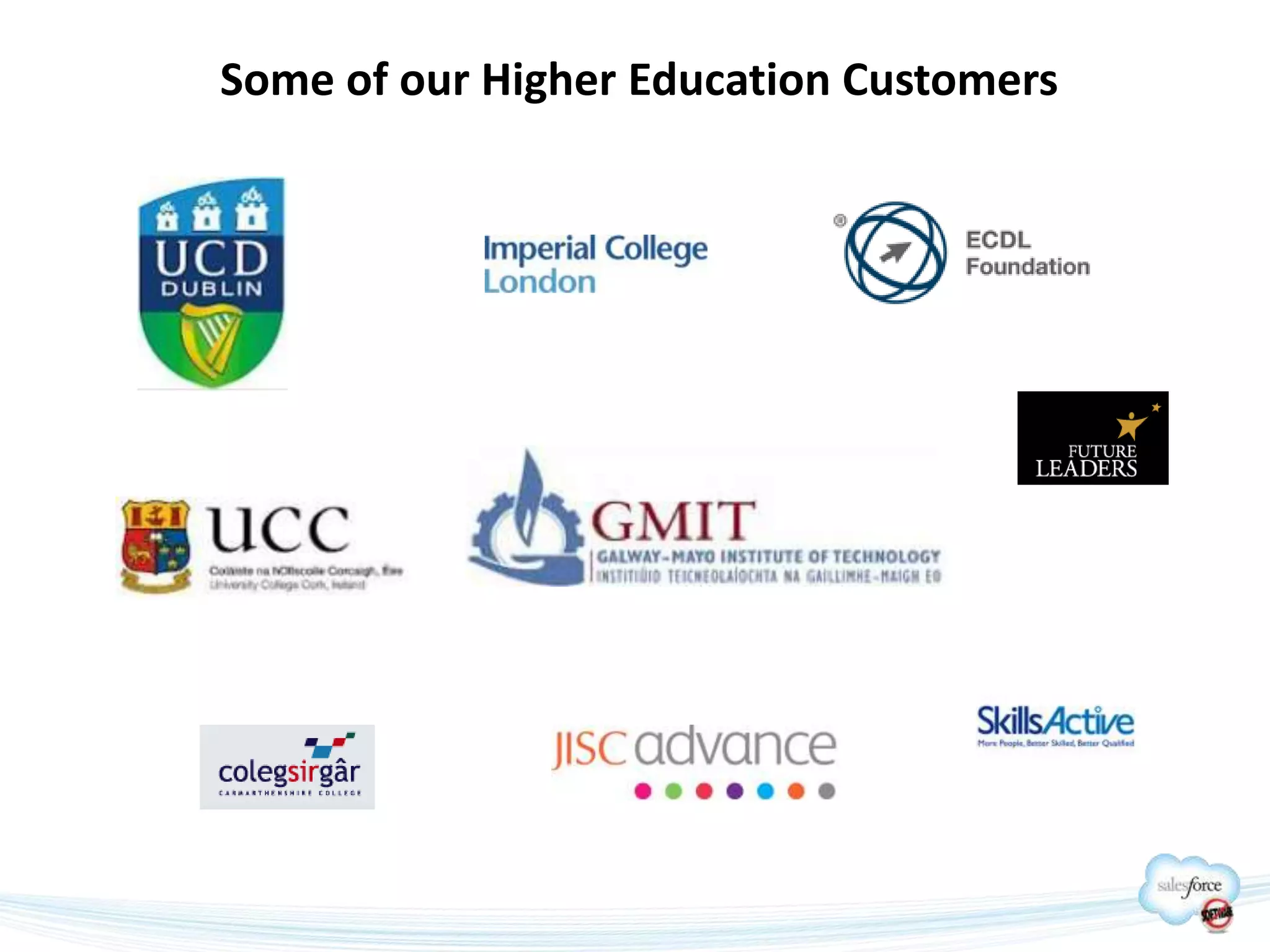 Some of our Higher Education Customers
 