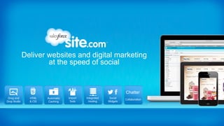 Deliver websites and digital marketing
                      at the speed of social


                                                                    Chatter
 Drag and       HTML    Automatic   Import   Integrated    Social   Collaboration
Drop Studio     & CSS   Caching      Tools     Hosting    Widgets
 