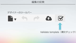 編集の反映
Validate template（構文チェック）
デザイナーのツールバー
 