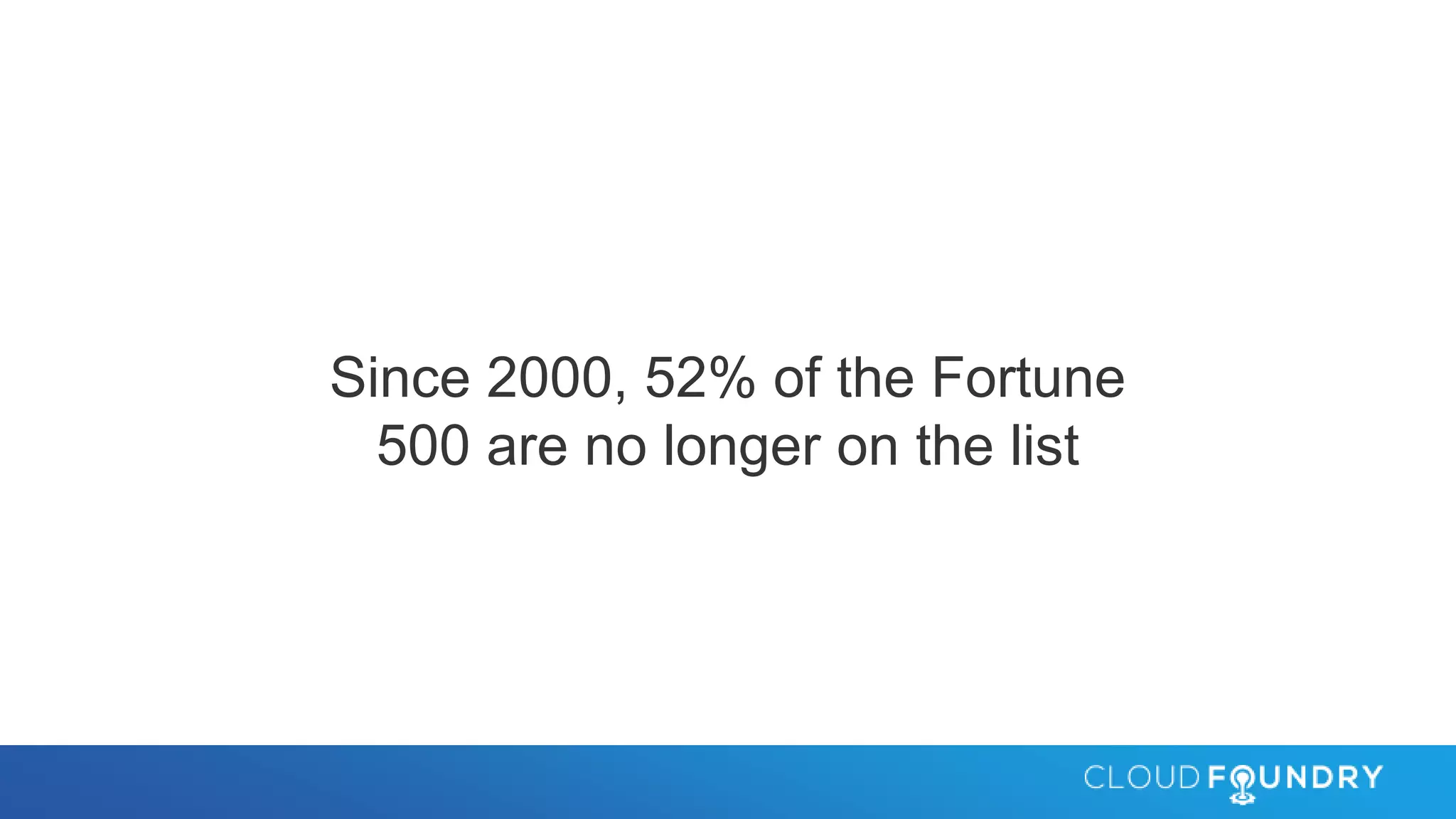 Since 2000, 52% of the Fortune
500 are no longer on the list
 