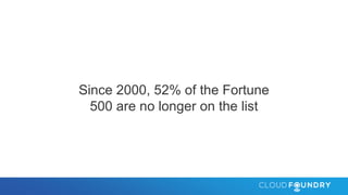 Since 2000, 52% of the Fortune
500 are no longer on the list
 