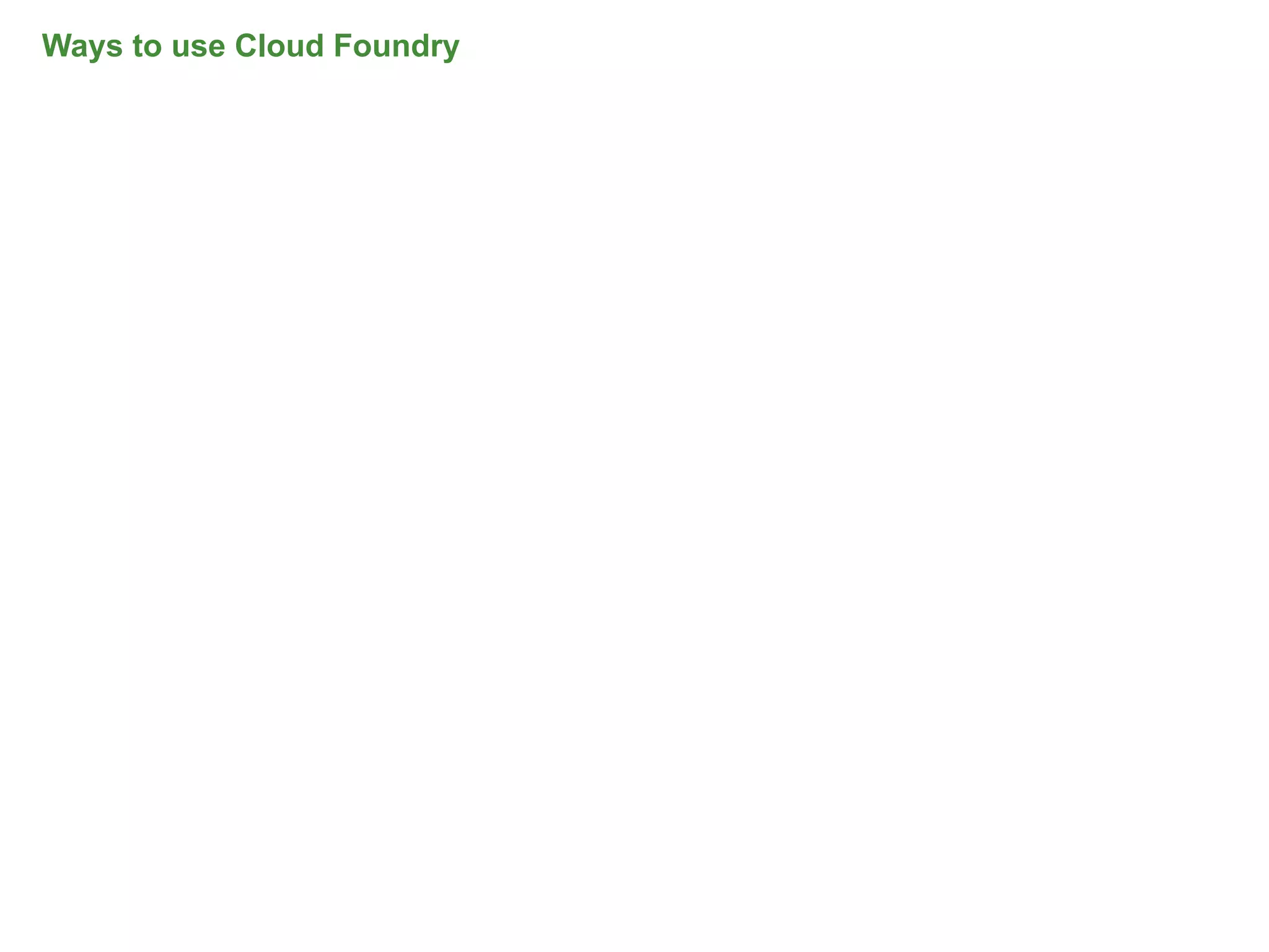 Ways to use Cloud Foundry




                            32
 