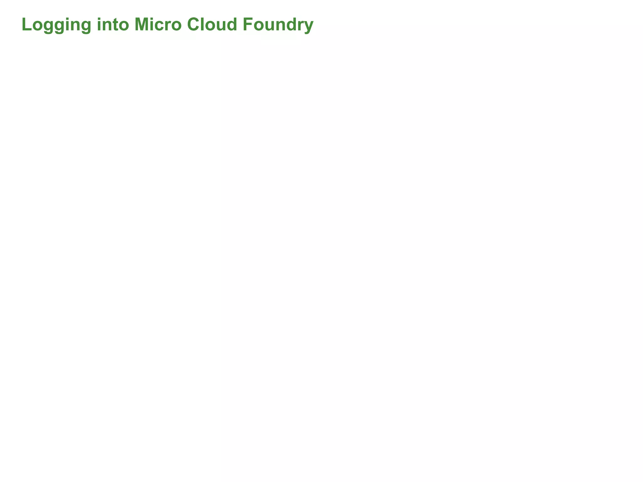 Logging into Micro Cloud Foundry




                                   66
 