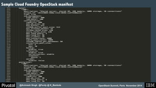 Sample Cloud Foundry OpenStack manifest 
Sample manifest! 
OpenStack Summit, Paris November 2014 
@Animesh Singh @Ferdy @ K_Bankole 
 