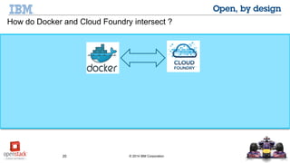 20 © 2014 IBM Corporation
How do Docker and Cloud Foundry intersect ?
 