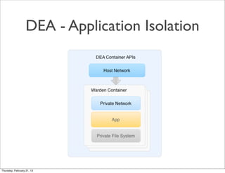 DEA - Application Isolation




Thursday, February 21, 13
 
