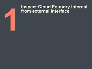 Inspect Cloud Foundry internal
from external interface
 