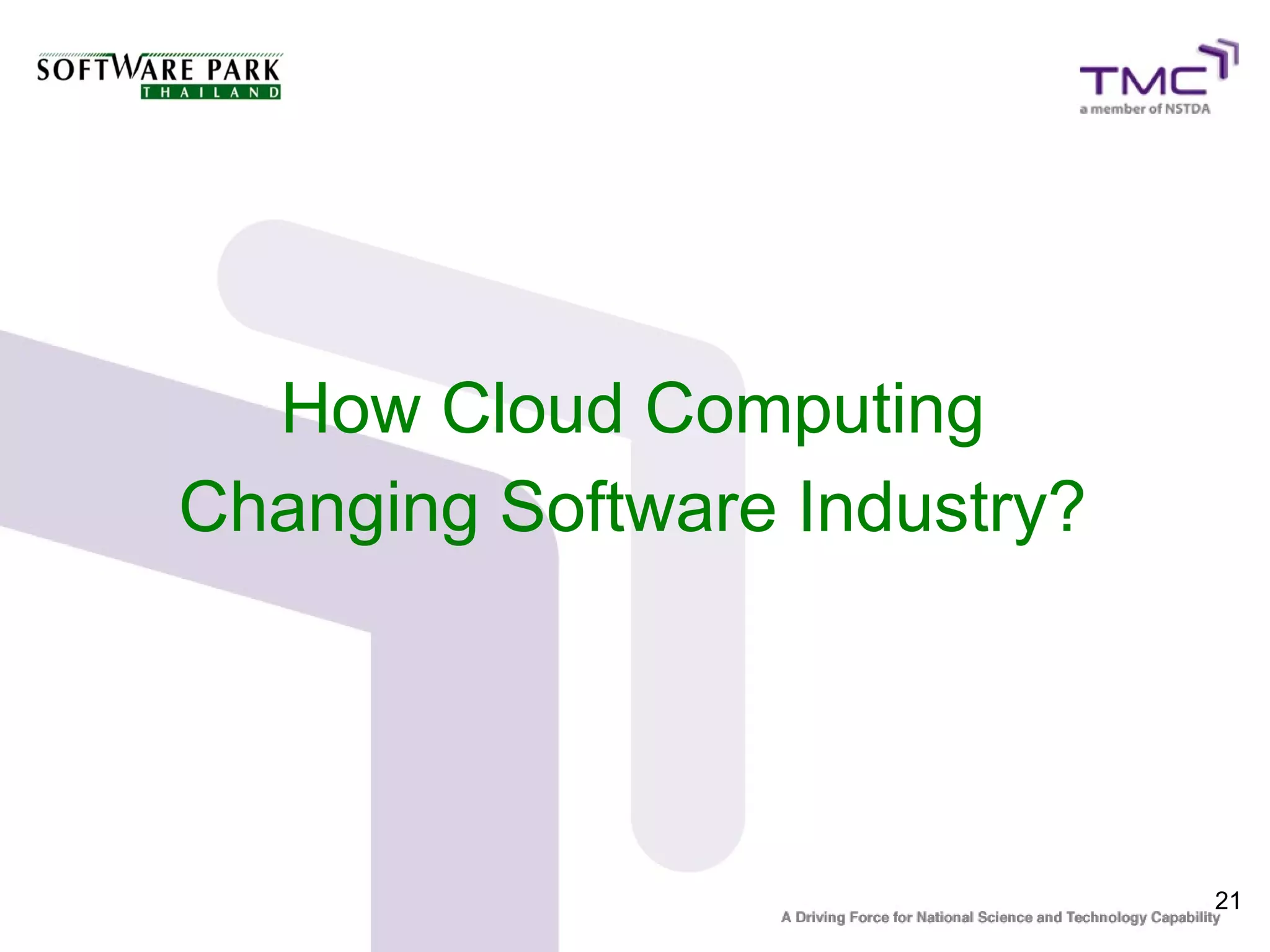 How Cloud Computing
Changing Software Industry?




                              21
 