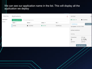 We can see our application name in the list. This will display all the
application we deploy
 
