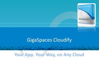 Your App, Your Way, on Any Cloud  ,[object Object],® Copyright 2011 Gigaspaces Ltd. All Rights Reserved 
