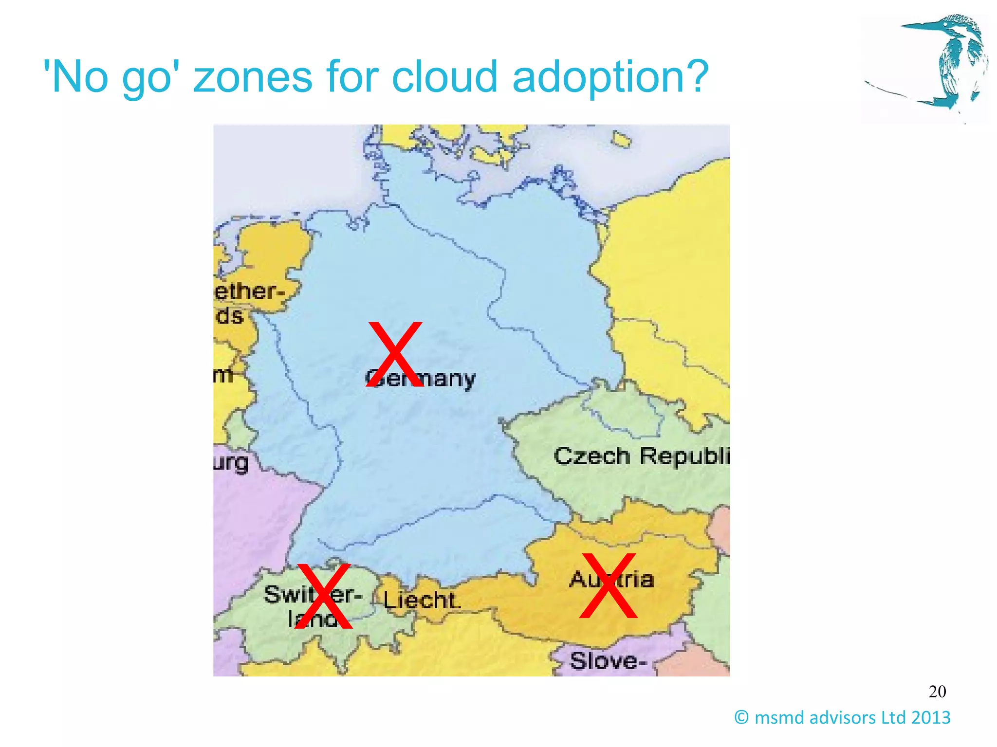 20
© msmd advisors Ltd 2013
'No go' zones for cloud adoption?
X
X
X
 