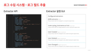 35 / 66
Extractor API
로그 수집 시스템 - 로그 필드 추출
Extractor 설정 GUI
 