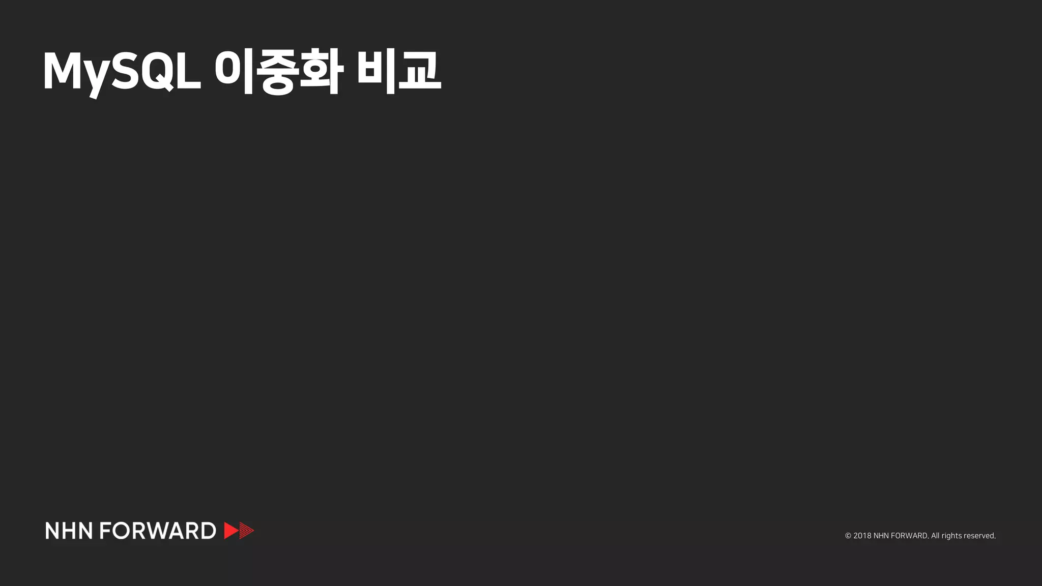 © 2018 NHN FORWARD. All rights reserved.
MySQL 이중화 비교
 