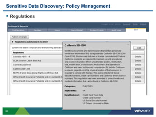 Sensitive Data Discovery: Policy Management

  Regulations




90
 