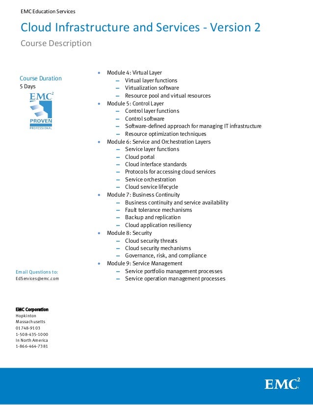 Cloud Infrastructure And Services V2 Full Course Description
