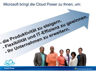 Microsoft bringt die Cloud Power zu Ihnen, um:
 