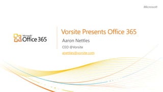 Vorsite Presents Office 365 Aaron Nettles CEO @Vorsite anettles@vorsite.com 