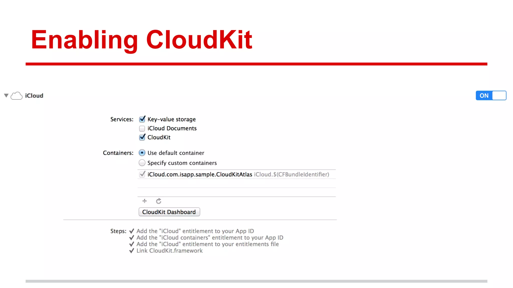 Enabling CloudKit 
 