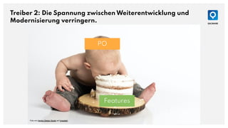 Treiber 2: Die Spannung zwischen Weiterentwicklung und
Modernisierung verringern.
Foto von Henley Design Studio auf Unsplash
PO
Features
 