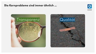 Die Kernprobleme sind immer ähnlich …
Qualität
Transparenz
 