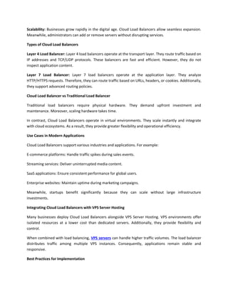 Cloud Load Balancer The Backbone of Scalable Modern Applications | PDF