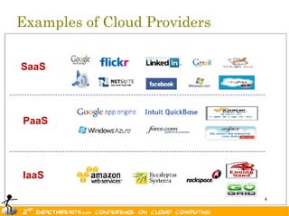 Examples of Cloud Providers

SaaS




PaaS




IaaS

                              4
 