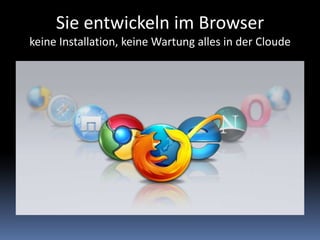Ihre Kunden greifen von überall auf die Websites und Geschäftsdaten zu. Vom Büro, von Unterwegs und aus den Ferien. Egal ob Mac, PC oder LinuxWir sorgen für einen stabilen Service, tägliche Backups und leistungsfähige ServicesCloudComptig bedeutet für Sie
