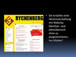 Sie erstellen eine Vereinsverwaltung mit Website, Member- und Adminbereich ohne zu programmieren, nur klicken!