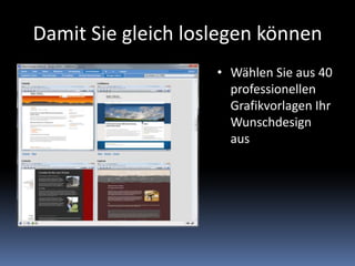 Damit Sie gleich loslegen könnenWählen Sie aus 40 professionellen Grafikvorlagen Ihr Wunschdesign aus