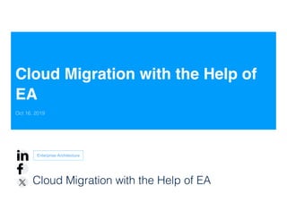 Enterprise Architecture
Cloud Migration with the Help of EA
Cloud Migration with the Help of
EA
Oct 16, 2019
 