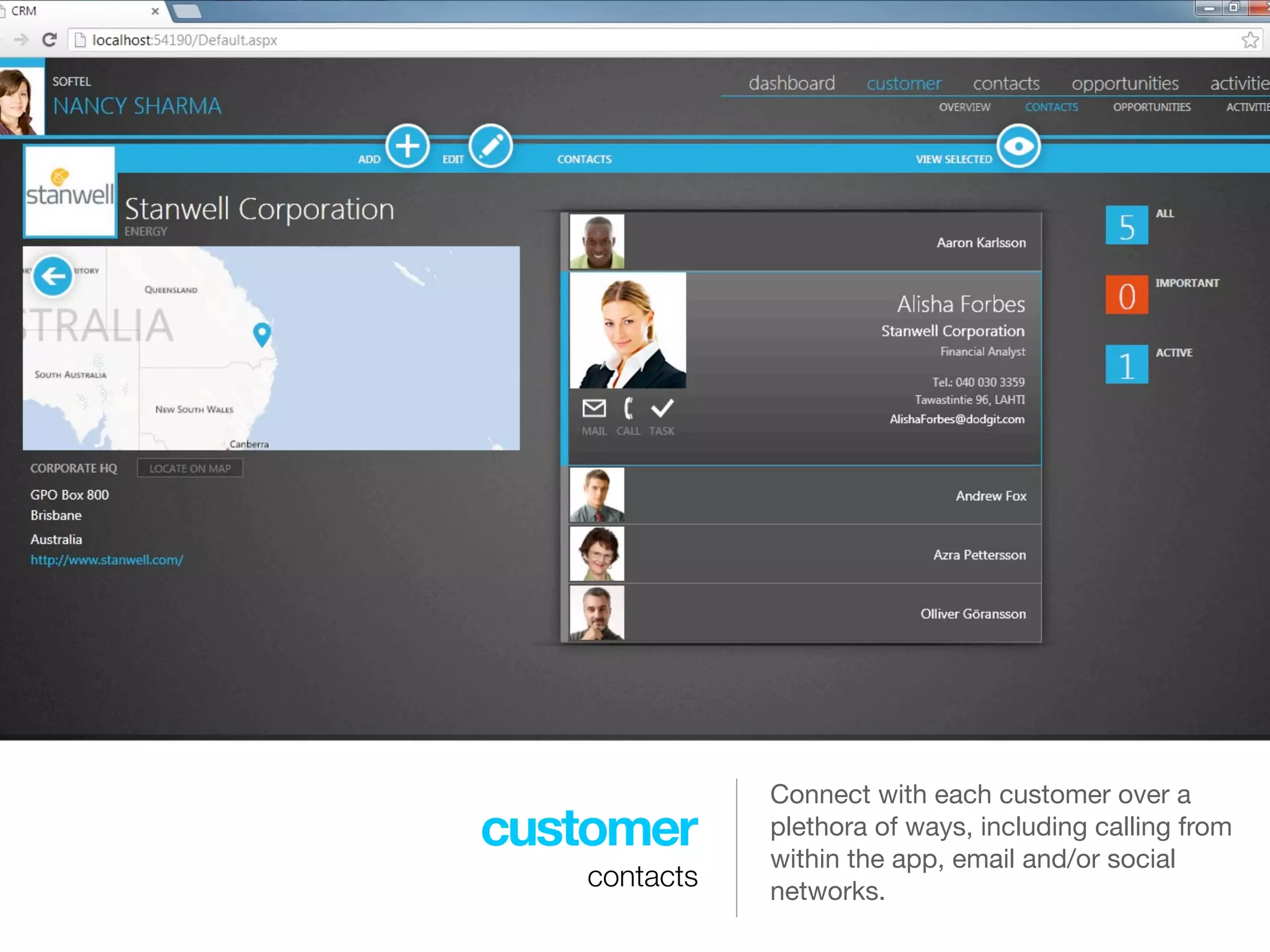 Connect with each customer over a
customer      plethora of ways, including calling from
              within the app, email and/or social
   contacts   networks.
 