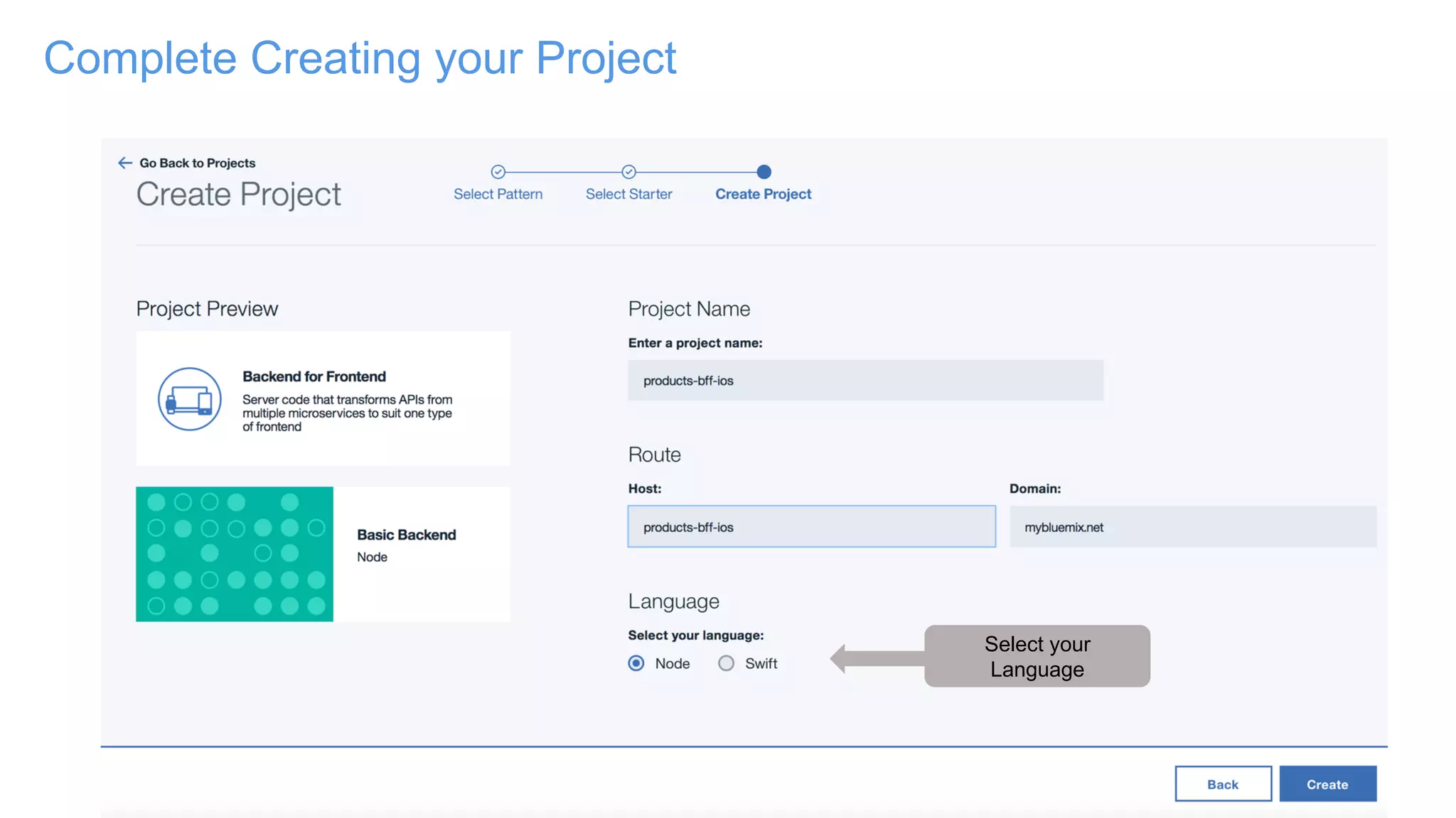 Complete Creating your Project
Select your
Language
 