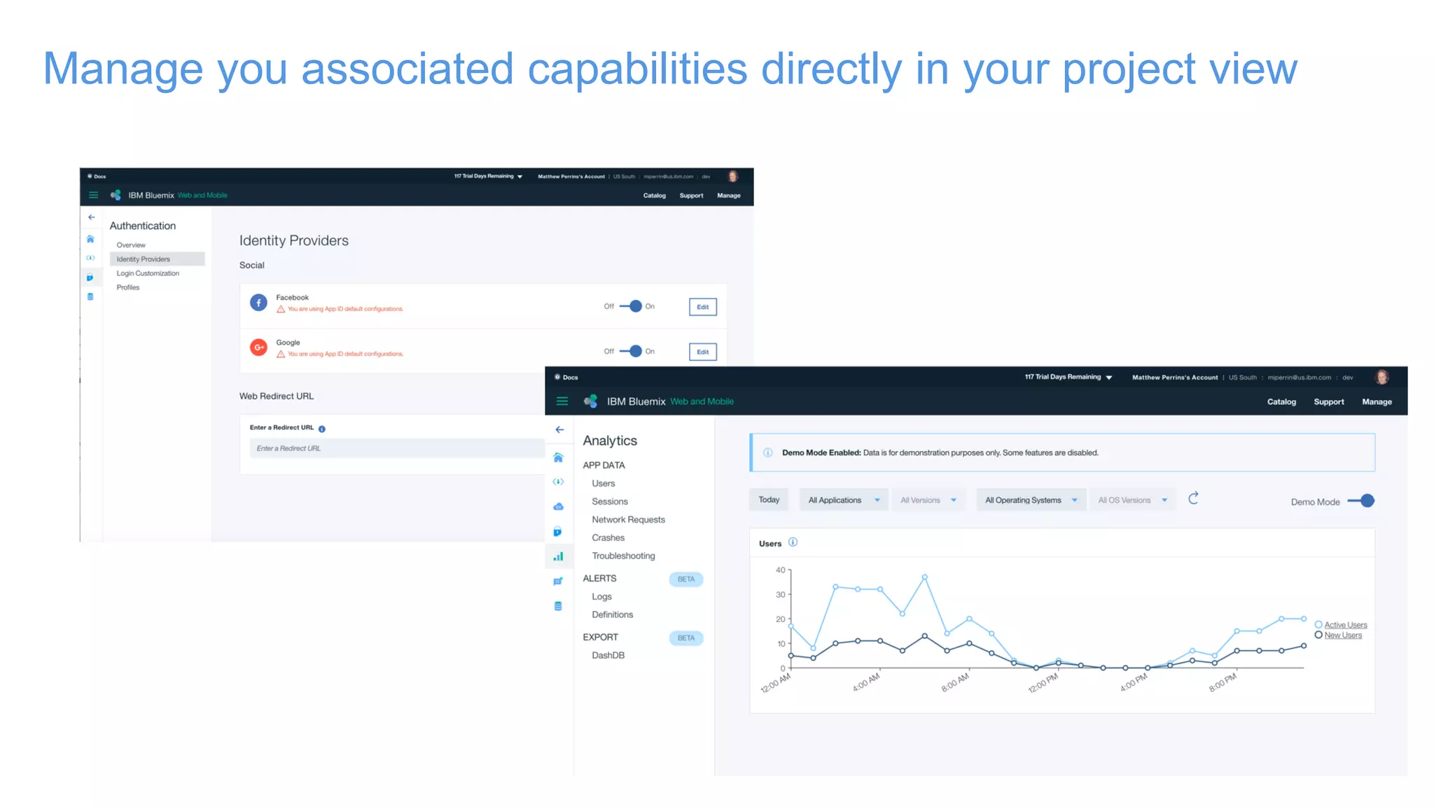 Manage you associated capabilities directly in your project view
 