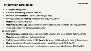 ● Start publishing now!
● Keep the processing close to the data
● Minimize traffic footprint - select just what you need
●...