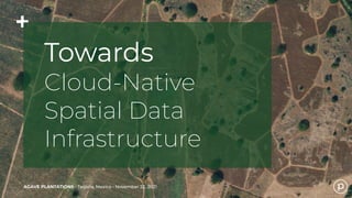 AGAVE PLANTATIONS • Tequila, Mexico • November 22, 2021
Towards
Cloud-Native
Spatial Data
Infrastructure
 