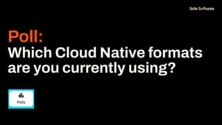 Poll:
Which Cloud Native formats
are you currently using?
 