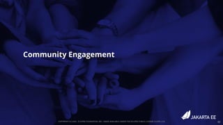 COPYRIGHT (C) 2020, ECLIPSE FOUNDATION, INC. | MADE AVAILABLE UNDER THE ECLIPSE PUBLIC LICENSE 2.0 (EPL-2.0) 32
Community Engagement
 