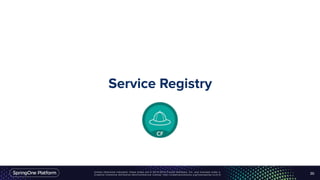 Unless otherwise indicated, these slides are © 2013-2016 Pivotal Software, Inc. and licensed under a
Creative Commons Attribution-NonCommercial license: http://creativecommons.org/licenses/by-nc/3.0/
Service Registry
20
 