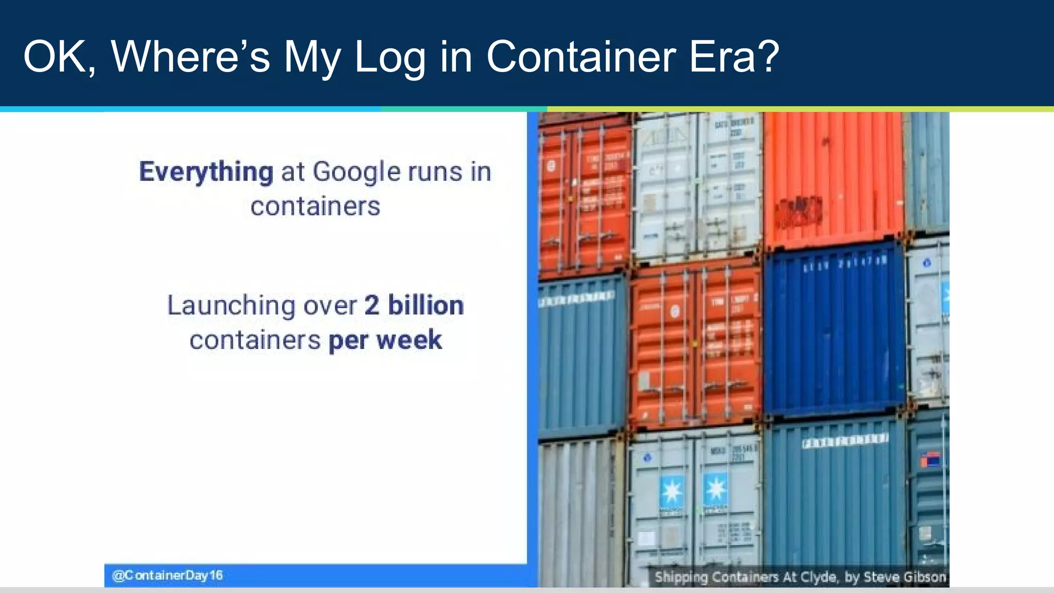 OK, Where’s My Log in Container Era?
 