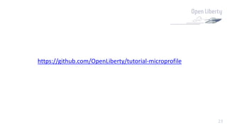 23
https://github.com/OpenLiberty/tutorial-microprofile
 