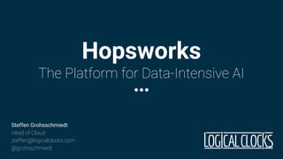 Hopsworks
The Platform for Data-Intensive AI
Steffen Grohsschmiedt
Head of Cloud
steffen@logicalclocks.com
@grohsschmiedt
 